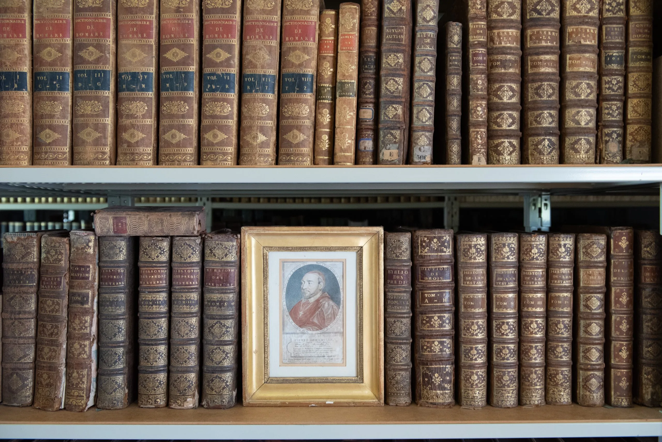 La bibliothèque du monastère — les rayonnages principaux